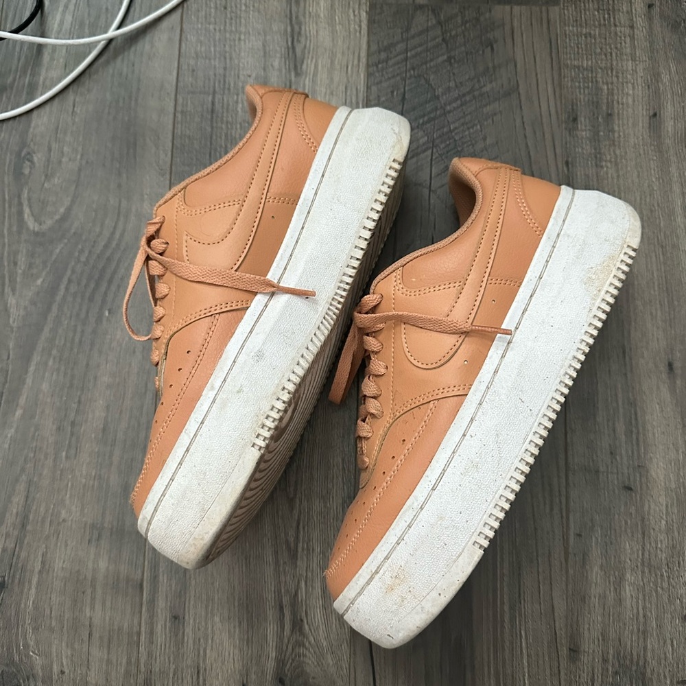 Tan platform Nike  with White Soles